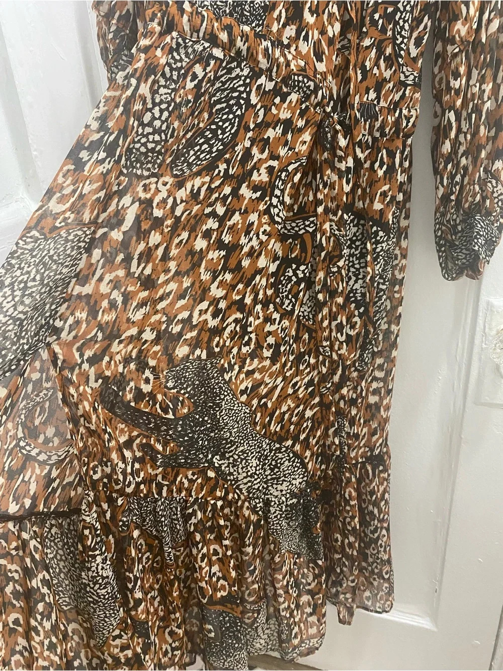 Topshop Brown Black Cream Animal Print maxi dress - Picture 4 of 7